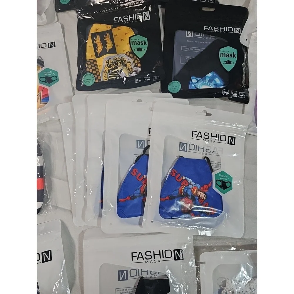 Lot‎ of 29 Reusable Fabric Face Masks Washable Soccer, Mickey, Harry Potter